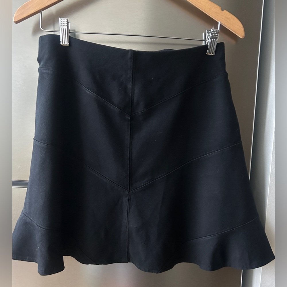 LOFT Black Flare Skirt Elastic Waist Stretch Mini